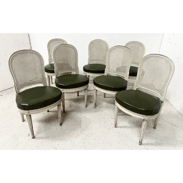 Louis XVI Style Chairs in Patinated Beechwood, Set of 7 For Sale - Image 16 of 16