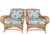 Contemporary Vintage Henry Link for Lexington Woven Rattan and Wicker Lounge Armchairs With Floral Upholstery | a Pair For Sale - Image 3 of 14