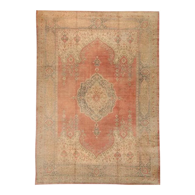 1920s Antique Turkish Oushak Area Rug 9’6″ X 13’4″ For Sale