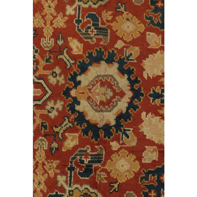 Red Late 19th Century Antique Arts & Crafts Rug in Rust With Floral Patterns, From Rug & Kilim For Sale - Image 8 of 9