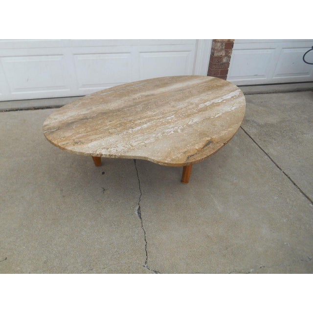 MidCentury Travertine Atomic Kidney Coffee Table Chairish