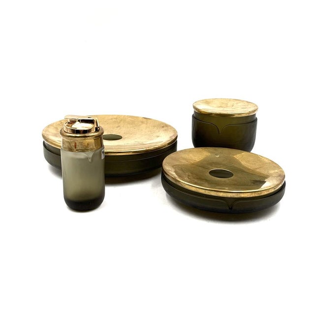 Yellow Murano Glass Smoking Set from VeArt, Italy, 1970, Set of 4 For Sale - Image 4 of 18