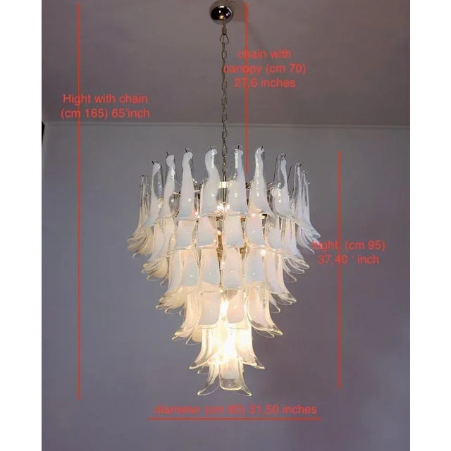 Sumptuous Pink and White Petal Murano Glass Chandelier, Italy, 1980s For Sale - Image 10 of 13
