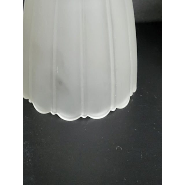 1920s Vintage Ribbed Glass Lamp Shade Frosted Finish Globe Ceiling Fan Light For Sale - Image 5 of 12