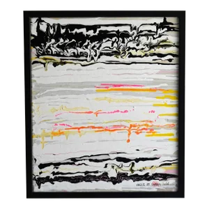 Vague. VII Black Framed Abstract Vibrant Painting