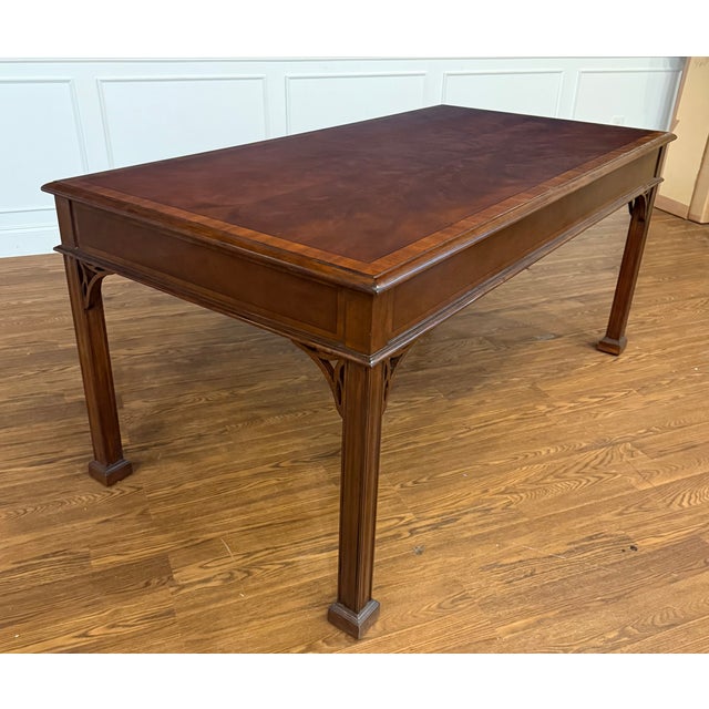 Leighton Hall Furniture Classic Chippendale Mahogany Writing/Library Desk by Leighton Hall - Showroom Sample For Sale - Image 4 of 10
