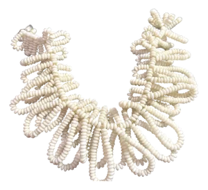 1950s Anna Lang Necklace, Signed Langanni Milk Glass Multi Layer Bib Statement Necklace (With Hidden Pearl).