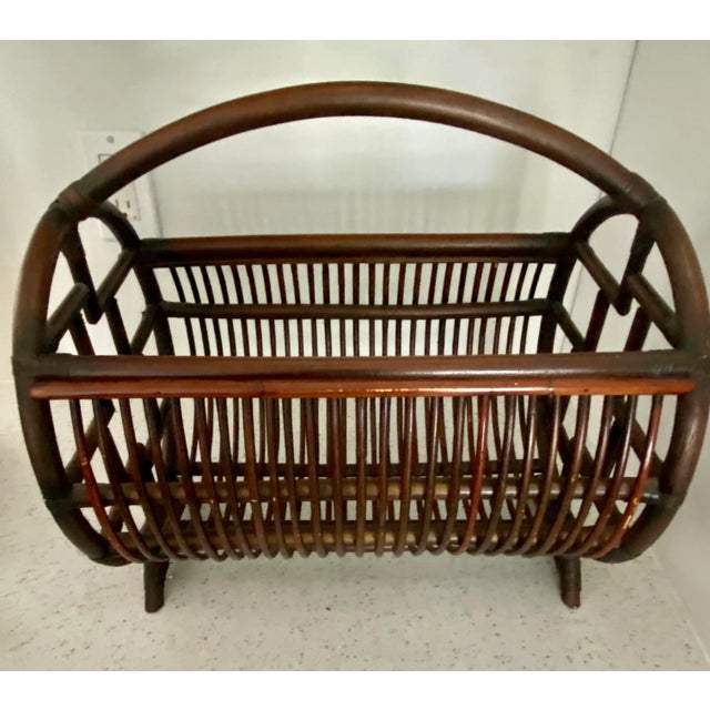Offered is a stunning vintage bamboo Chinese Chippendale catch-all. This vintage piece provides the perfect storage for...