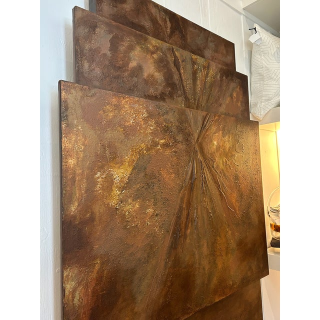 Burnt Orange Late 20th Century Large Layered Abstract Canvas Wall Art For Sale - Image 8 of 10