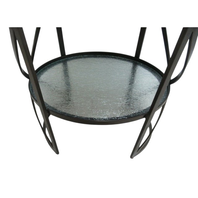 1990s Attributed to Stanley Furniture Modern Cherry Iron Land End Table Shelf Display For Sale In Philadelphia - Image 6 of 11