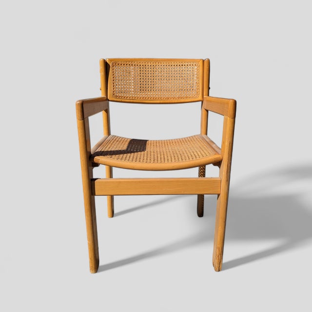 Brown Mid-Century Birch and Cane Accent Chair For Sale - Image 8 of 9