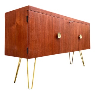 Teak Sideboard with Tiles and Lock For Sale