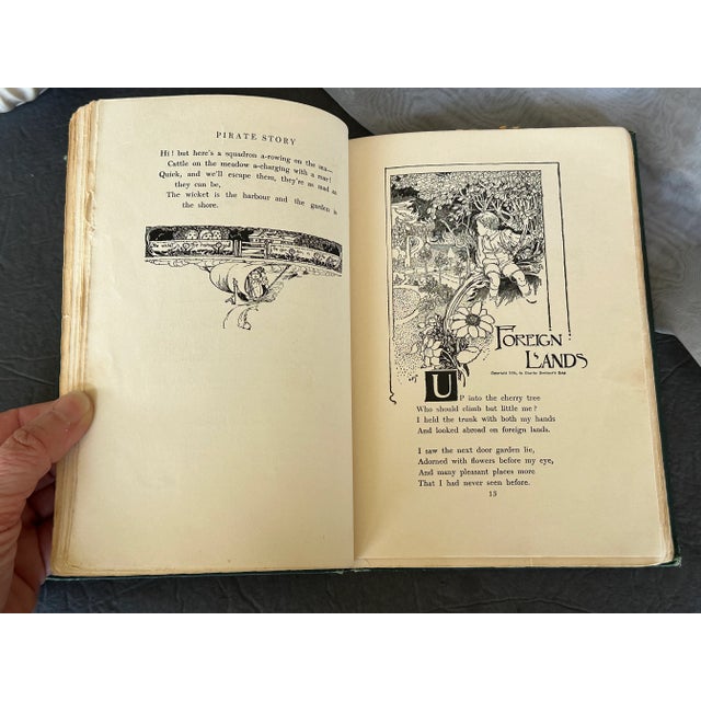 Dark Green Antique Decorative Book a Child's Garden of Verse by Robert Louis Stevenson For Sale - Image 8 of 11