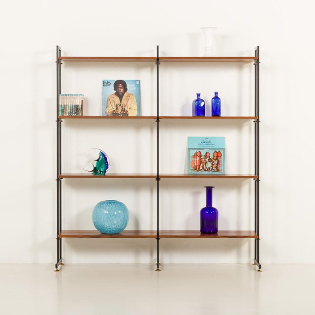 Mid-Century Modern Italian Freestanding Shelving Unit in Teak, 1970s For Sale - Image 3 of 11