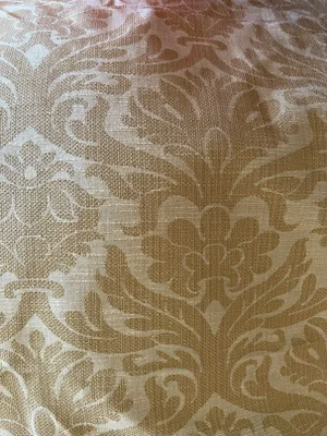 Upholstery Fabric Late 20th Century Cream/Light Brown Jacquard Pattern With a Classic, Floral Damask Design Fabric - 15.5 Yards