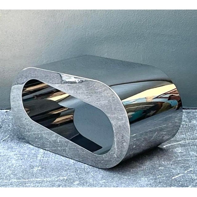 Late 20th Century Vintage Italian Polished Chrome Coffee Table For Sale - Image 5 of 12