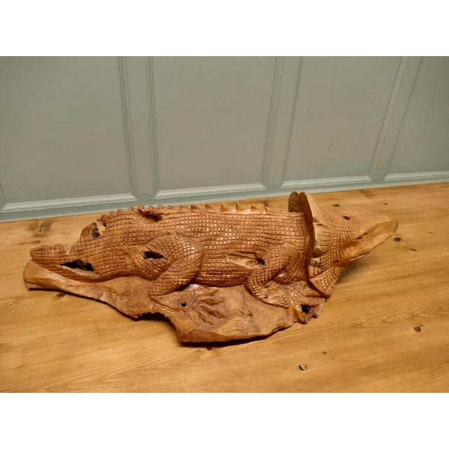 Hand-Carved Live Wood Iguana For Sale - Image 4 of 9
