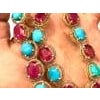 Bochic "Capri" Vintage Ruby, Turquoise & Diamond Necklace & Earrings Set 18K Gold For Sale - Image 16 of 18