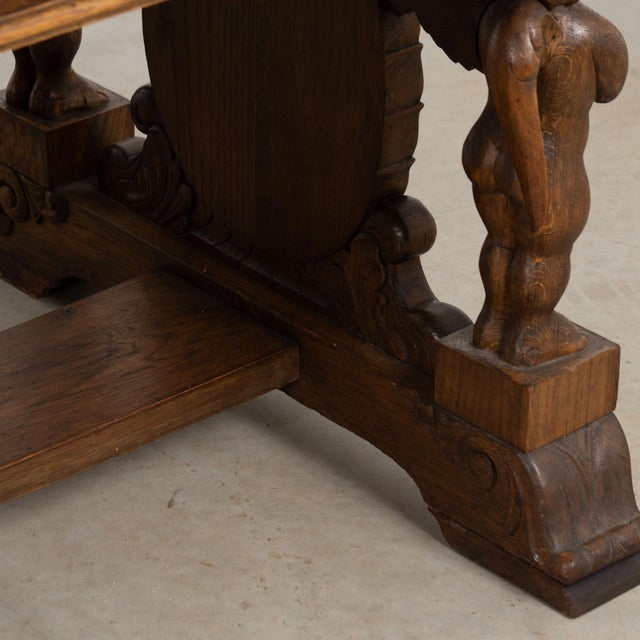 19th Century Danish Carved Oak Desk With Angels and Trestle Base For Sale - Image 16 of 18