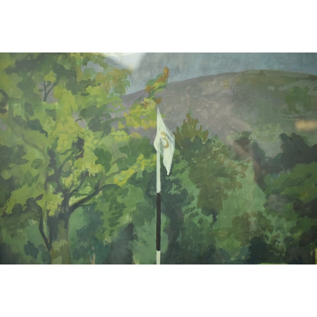 Paint Mid 20th Century "Close to the Green" Golf Course Watercolour & Gouache Ex-Mary s.b. Braga Estate For Sale - Image 7 of 7