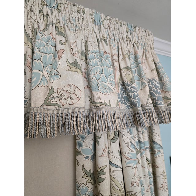 Sanderson Custom Drapery Panels – Original Morris & Co. Cray Design Block For Sale - Image 10 of 12