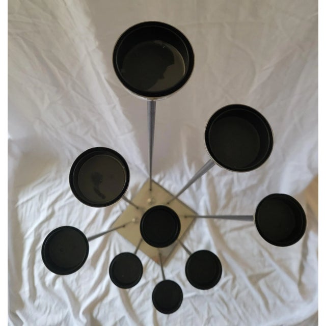 Metal Modernist Chrome and Wrought Iron Floor Length Candelabra in the Style of Bertoia For Sale - Image 7 of 11