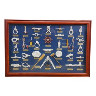 Vintage Nautical Maritime Sailing Rope Knots Boat Ship Shadow Box Display 24" For Sale