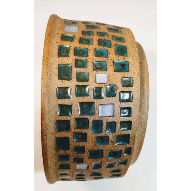 Forest Green Mid C Tile Planter Bowl Oklahoma Artist For Sale - Image 8 of 10