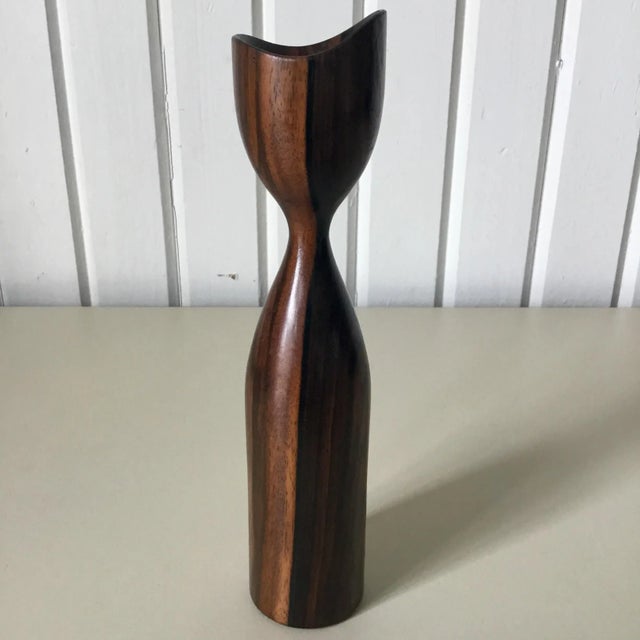 Danish Modern Hand Turned Rosewood Candlestick For Sale In Dallas - Image 6 of 6