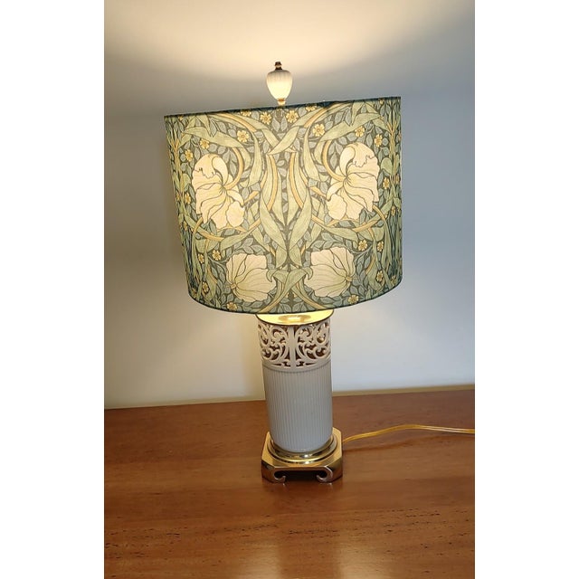 Metal 1950s Lenox Lamp With William Morris Pimpernel Shade For Sale - Image 7 of 8