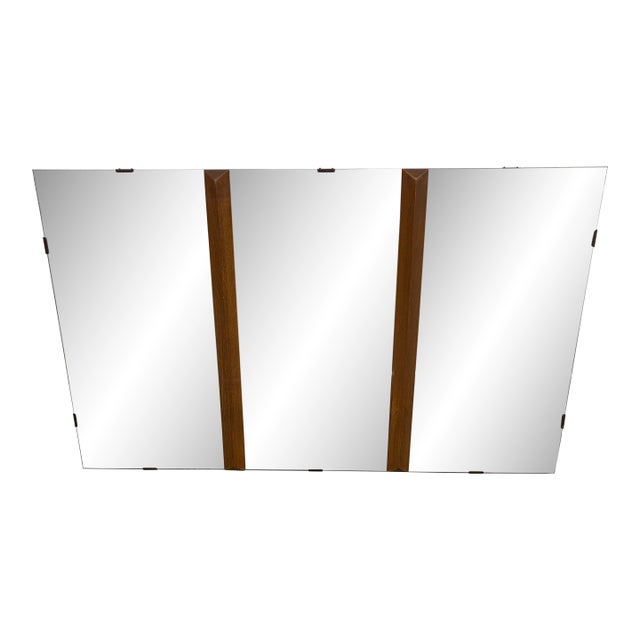 Large Beveled Mid 20th Century Wall Mirror For Sale