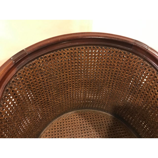 Antique French Art Nouveau Caned Barrel Chair With Brass Casters For Sale - Image 4 of 10