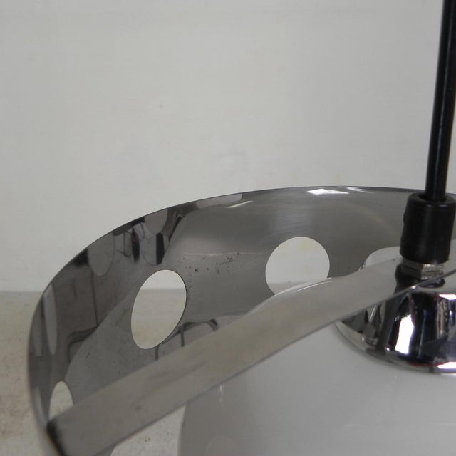 Vintage Pendant Lamp with Chrome Cylinder and Glass Globe, 1960s For Sale - Image 3 of 13