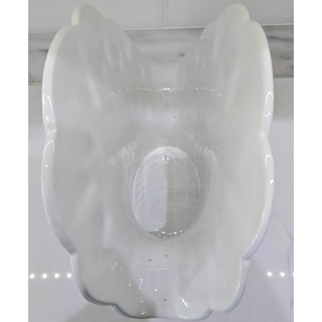 Italian Art Deco Style Fan Shell Ceramic Vase, Mottled Green Brown Glaze, Made in Italy For Sale In Dallas - Image 6 of 10