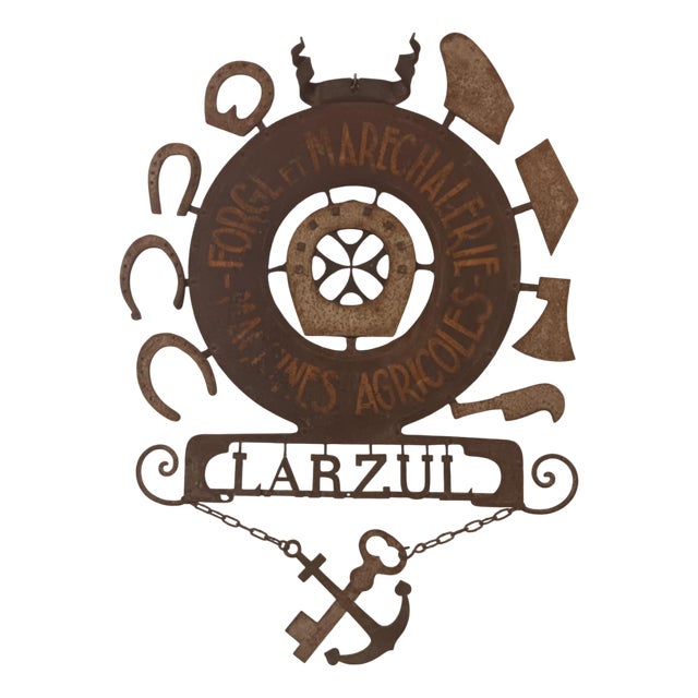 Larzul Blacksmith Shop Sign in Metal, 1950s For Sale
