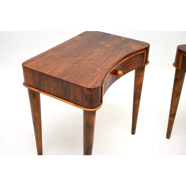 Brown Vintage Art Deco Swedish Walnut Side Tables, 1930, Set of 2 For Sale - Image 8 of 11