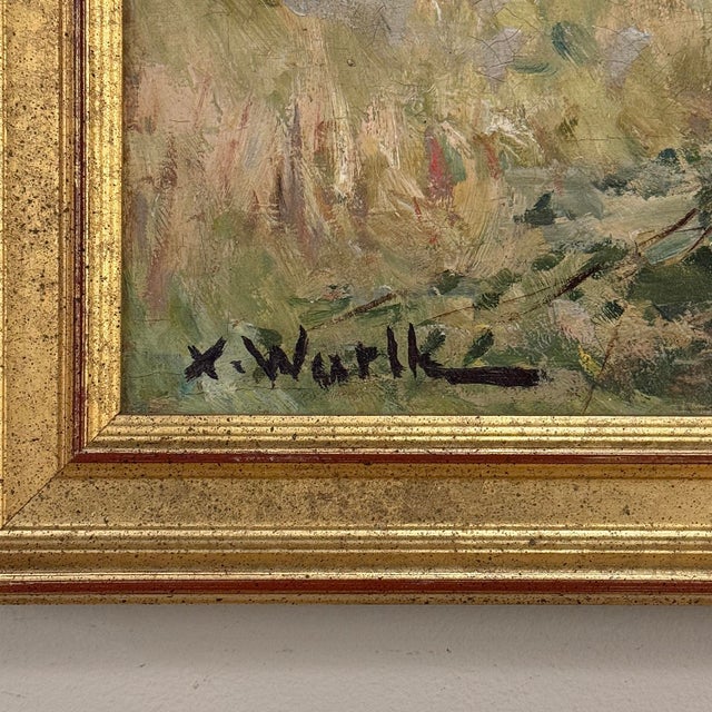 Antique Framed Oil Painting on Canvas by Xavier Wurth (1869-1933) For Sale - Image 15 of 16