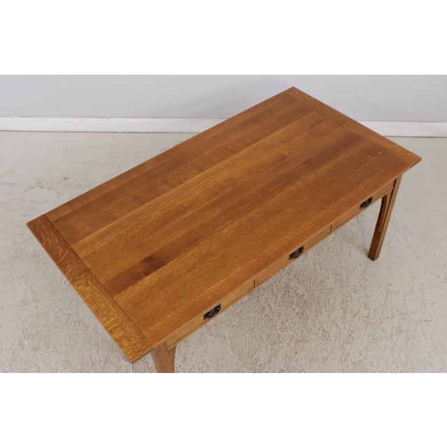 Stickley Mission Oak 3 Drawer Flip Top Sofa Table For Sale In Philadelphia - Image 6 of 18