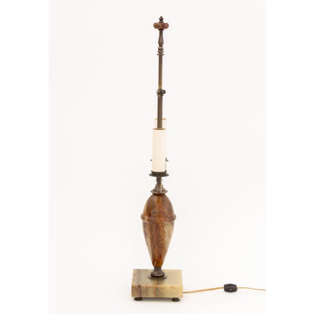 Late 20th Century Neoclassical Style Banded Onyx and Brass Lamp For Sale - Image 5 of 6