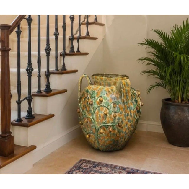Cream Vintage Italian Majolica Three-Armed Pear Planter Vase For Sale - Image 8 of 12
