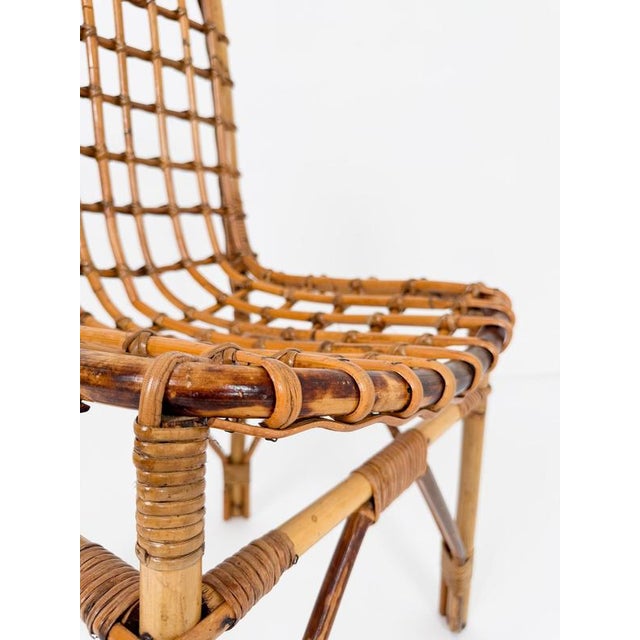 Gold Mid-Century Modern Italian Bamboo, Cane and Rattan Dining Chairs, 1960s, Set of 4 For Sale - Image 8 of 18