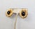 Modern Vintage 1980s Signed Givenchy Goldtone Faux-Onyx Cabochon Pierced Earrings-2 Pieces For Sale - Image 3 of 7