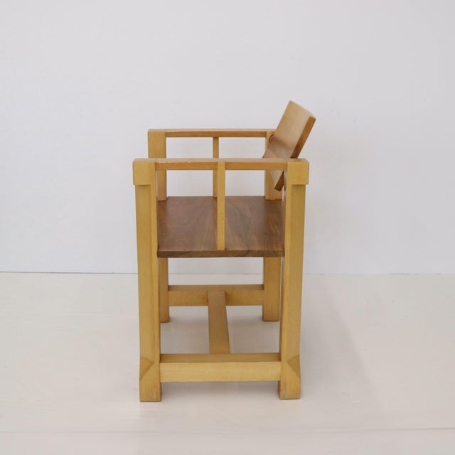 A set of Six Italian modernist armchairs. Solid Maple with hinged backrest feature.