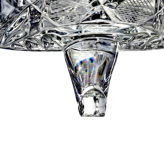 German Crystal Footed Bowl Dish Saw Tooth Star Etched 10" For Sale In San Francisco - Image 6 of 7