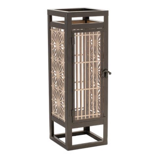 Cut Out Wood Candle Holder with Iron Frame 15"H For Sale