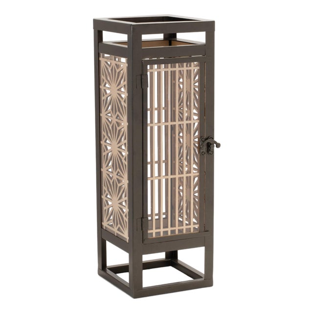 Cut Out Wood Candle Holder with Iron Frame 15"H For Sale