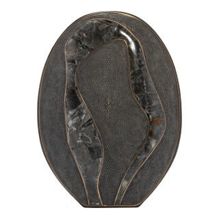 Modern Vase in Shagreen With Quartz and Brass Details by R&y Augousti For Sale