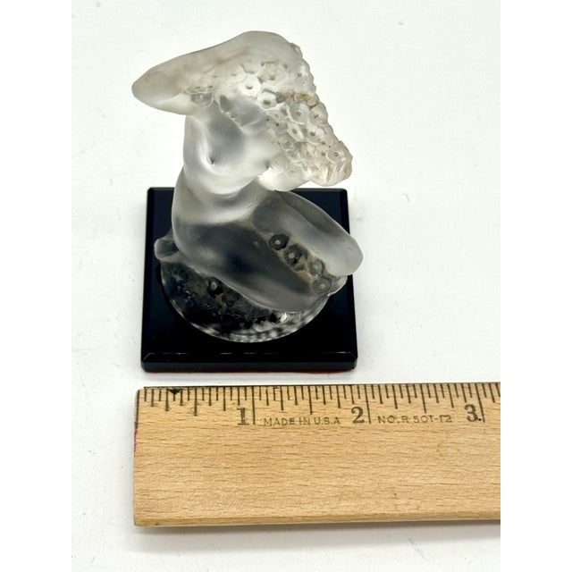 Vintage Lalique France Floreal Frosted Crystal Nude Female Figurine on Black Base - Signed For Sale In New York - Image 6 of 6