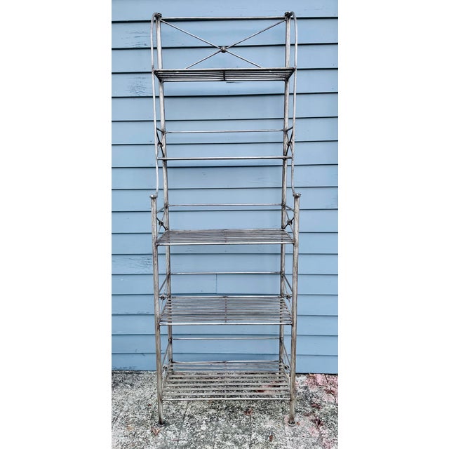 Late 20th Century Inspired Vintage Wrought Iron Bakers Rack