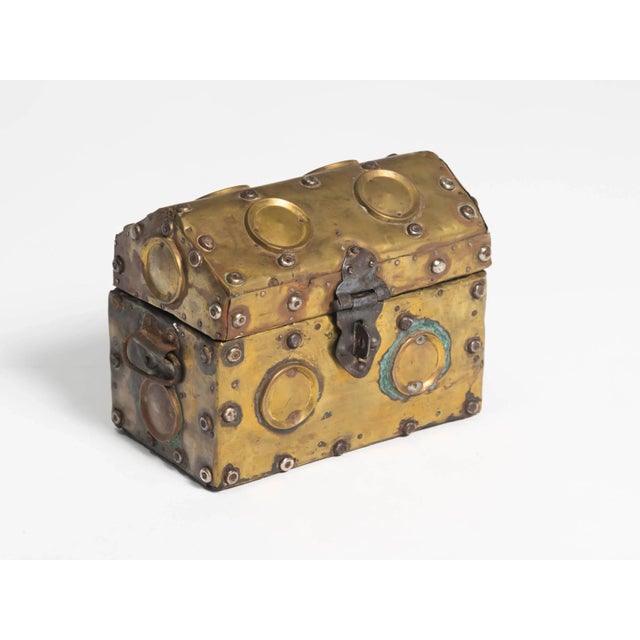 Arts & Crafts era studded brass box.